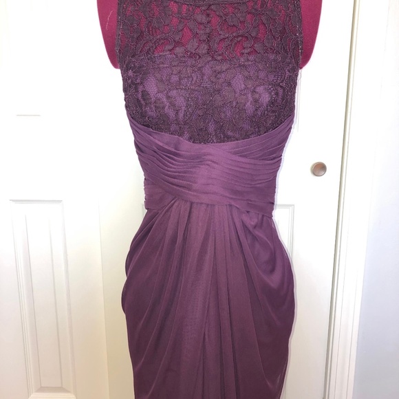 David's Bridal Sleeveless Long Mesh Dress with Corded Lace - Picture 2 of 6